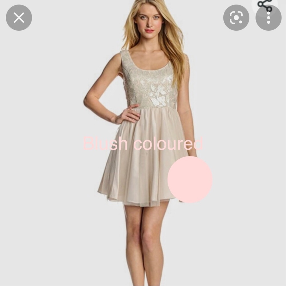 AIDAN MATTOX sequence bodice/Toole dress in blush pink. Size 2